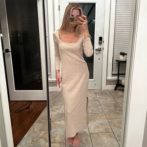 Elegant Cream Long Sleeve Dress